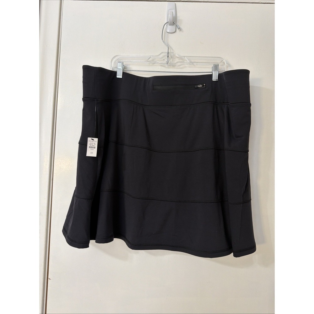 TALBOTS PICKLEBALL SKORT NWT SZ  3X KNIT BLACK NYLON SPANDEX Golf Hiking‎ - Picture 2 of 8